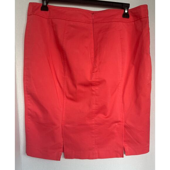 Mossimo Stretch Cotton Coral Midi Pencil Lined Skirt  Size 18 - Picture 3 of 6